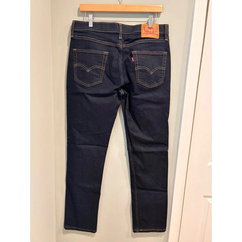 Levis 511 Slim Fit Jeans Mens 34x32 Dark Indigo Blue Stretch Denim 04511-1042
